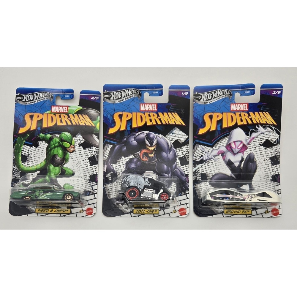 Hot Wheels‎ Silver Series Marvel Spider-Man Lot of 3 Cool-One Ground FX New